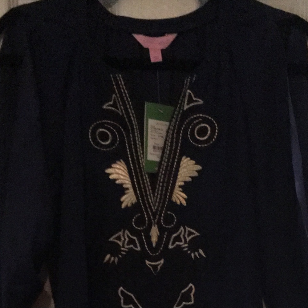 NWT Lilly Pulitzer Bryce Silk Dress XS True Navy - Picture 3 of 4
